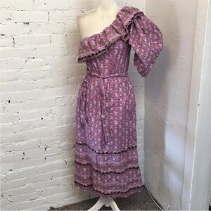 Sea New York one shoulder midi dress pink floral size xs